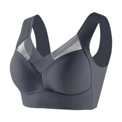 Elegant plus size wireless bra with adjustable thin push-up seamless design and beautiful back in black.