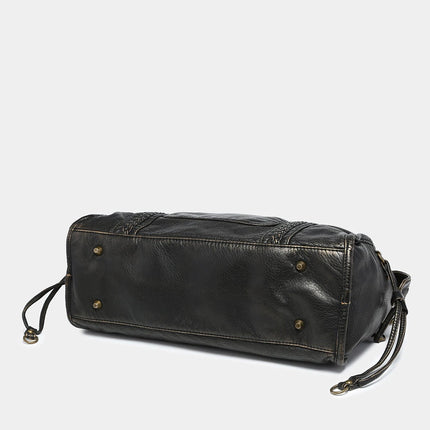 Soft Black Motorcycle Shoulder Bag With Large Capacity