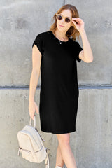 Basic Bae Bamboo Full Size Round Neck Dress with Pockets