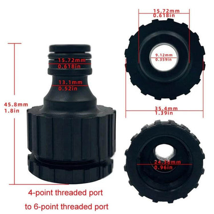 5m Lift Booster Pump For Small Home Water Systems At Home - black 4-point to 6-point threaded adapter with dimensions for compact submersible boost pump