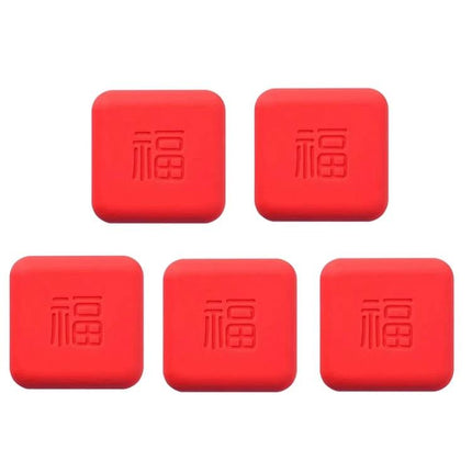 5Pcs Silicone Doorknob Collision Pads For Quiet Door Closing - red square silicone pads with embossed design, 5 pack, adhesive backing for wall protection