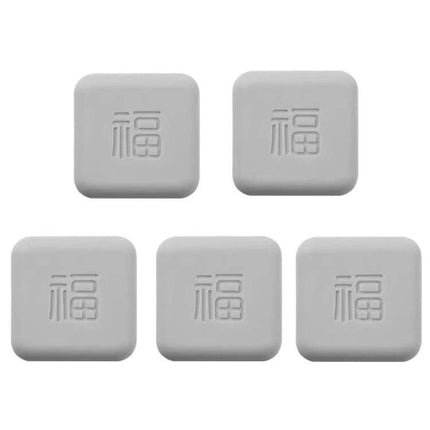 5Pcs Silicone Doorknob Collision Pads For Quiet Door Closing - grey square adhesive silicone pads with embossed design, 5-pack for quiet, wall-protecting cushioning