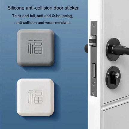 5Pcs Silicone Doorknob Collision Pads For Quiet Door Closing - gray and white silicone adhesive pads protecting wall from door knob impact