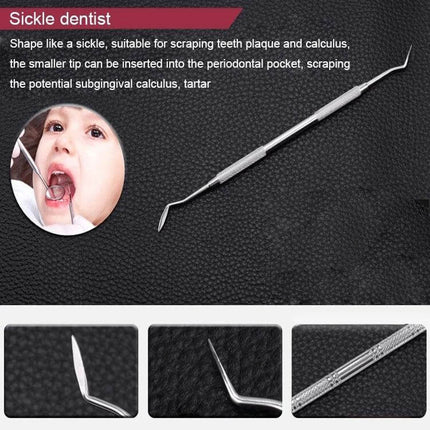6 In 1 Dental Tool Set Stainless Steel For Daily Home Dental Care - stainless steel sickle dentist scaler for plaque and tartar removal