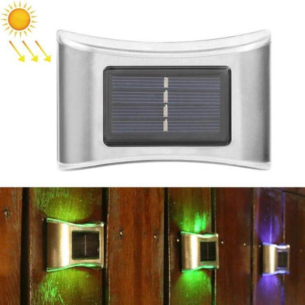 6 LED Solar Outdoor Garden Wall Lamp, Stainless Steel - stainless steel solar wall light with 6 LEDs for garden steps and fences, IP65 waterproof