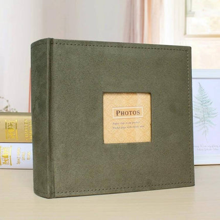 6-Inch Flannel Retro Photo Album For Storing Photos suede-style green cover pocket insert album for 4R/6-inch prints with caption side bar