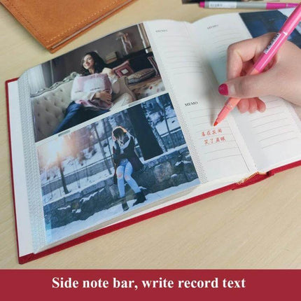 6-Inch Flannel Retro Photo Album For Storing Photos with suede-style cover, pocket inserts and side note bar for captions