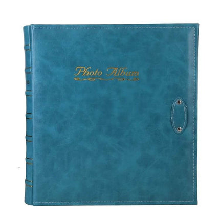 6-Inch PU Leather Photo Album With Bronzing Cover in teal with bamboo-stamped finish, holds 500 4R photos across 50 sheets