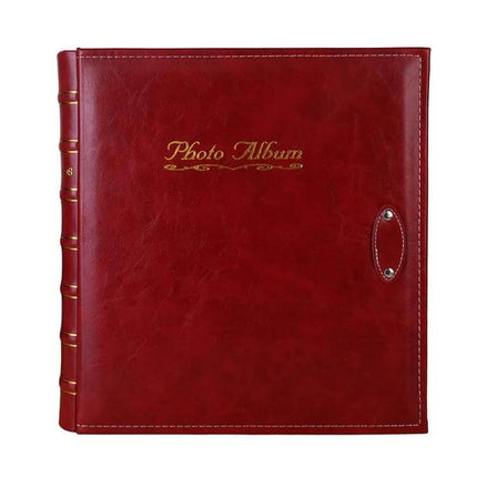 6-Inch PU Leather Photo Album With Bronzing Cover – red bamboo-stamped PU leather album holds up to 500 4R photos, 50 sheets, elegant gold lettering