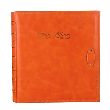 6-Inch PU Leather Photo Album With Bronzing Cover orange PU leather album for 4R prints holds up to 500 photos, bamboo-stamped bronzing finish