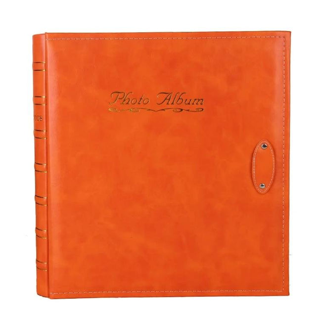 6-Inch PU Leather Photo Album With Bronzing Cover orange PU leather album for 4R prints holds up to 500 photos, bamboo-stamped bronzing finish
