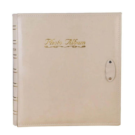 6-Inch PU Leather Photo Album With Bronzing Cover beige bamboo-stamped finish holds up to 500 4R photos, elegant wedding and family keepsake