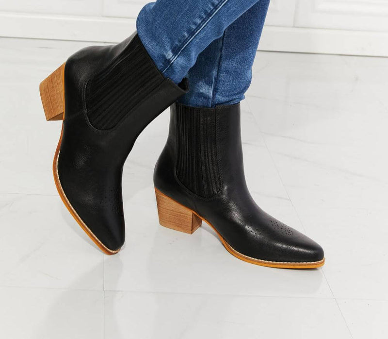 MMShoes Love the Journey Stacked Heel Chelsea Boot in Black