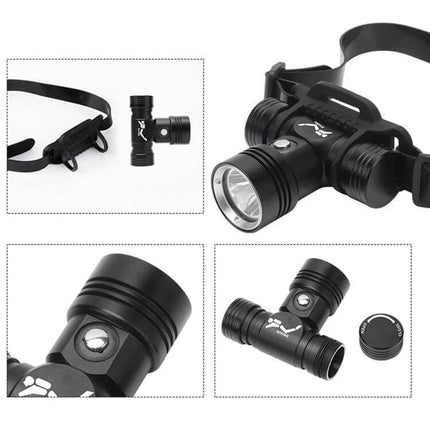 60m Depth Underwater Diving Headlamp For Photography - rugged aluminum 1000-lumen L2 LED headlamp for night dives and reef photography