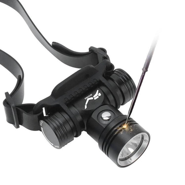 60m Depth Underwater Diving Headlamp For Photography - compact aluminum headlamp with 1000 lumen L2 LED, smooth reflector, IPX8 hands-free lighting