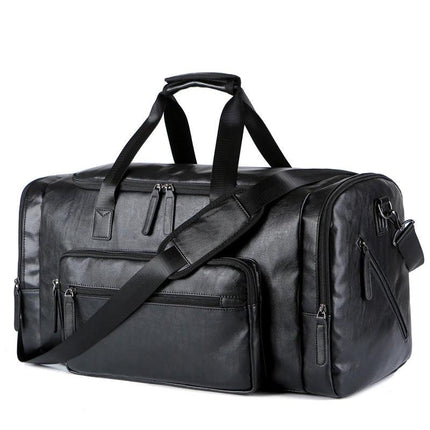 Men's PU Leather 32 Inch Weekender Travel Bag Black Brown