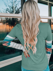 Geometric Round Neck Long Sleeve T-Shirt