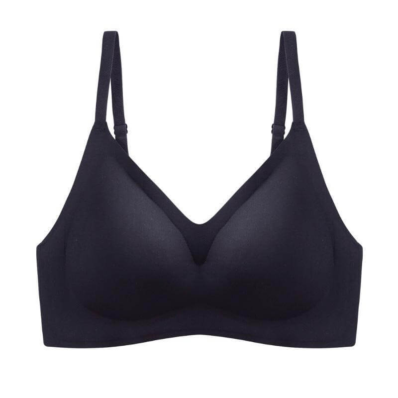 Black luxurious push-up bra with no steel ring, offering a comfortable fit and elegant design made from high-quality nylon.