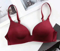 Burgundy Nylon Push-Up Seamless Bra for Women - Durable and Comfortable Lingerie