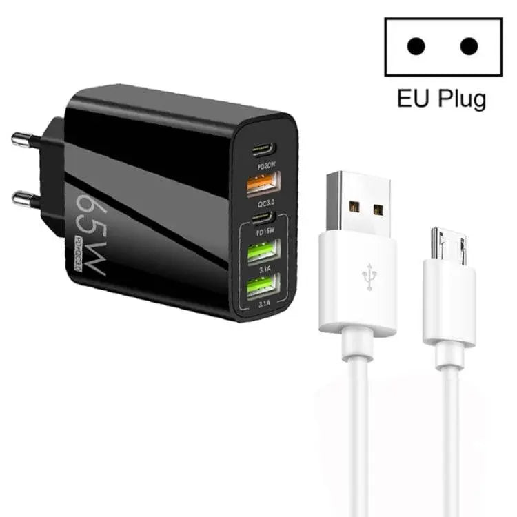 65W Dual PD Type-C Plus 3 x USB Multi Port Charger