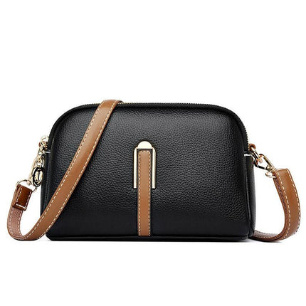 Simple Shoulder Messenger Bag With Textured PU