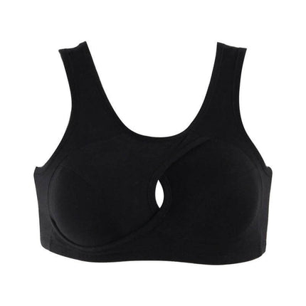 Women's Comfortable Breathable Cotton Gathered Wireless Vest black seamless cotton wireless vest with gathered cups and wide straps