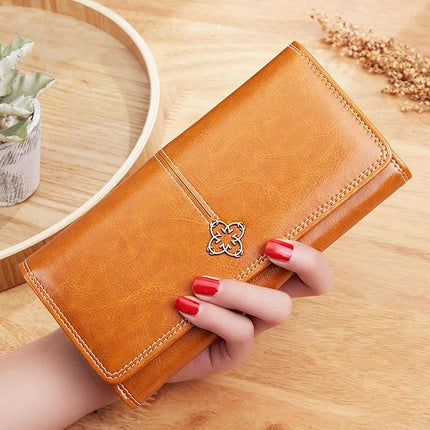Women's Retro Long Zipper Travel Pouch Large Capacity Bag