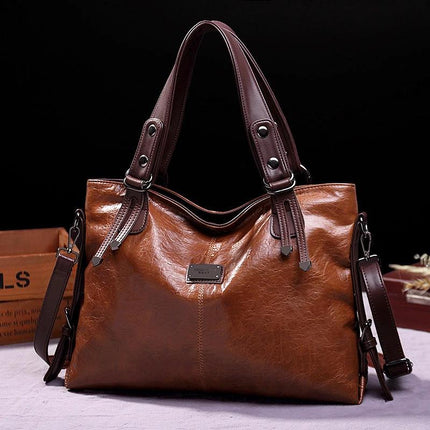 Retro Soft Leather Shoulder Tote Bag Large Capacity For Daily Use