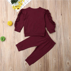 Infant Unisex Ruffled Long Sleeve Sweatshirt and Pants Set - Cozy Fall Outfit for Newborns