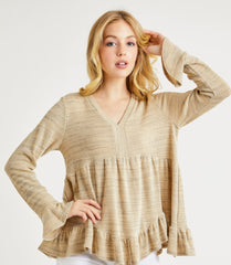 Hailey & Co V-Neck Flounce Sleeve Knit Top