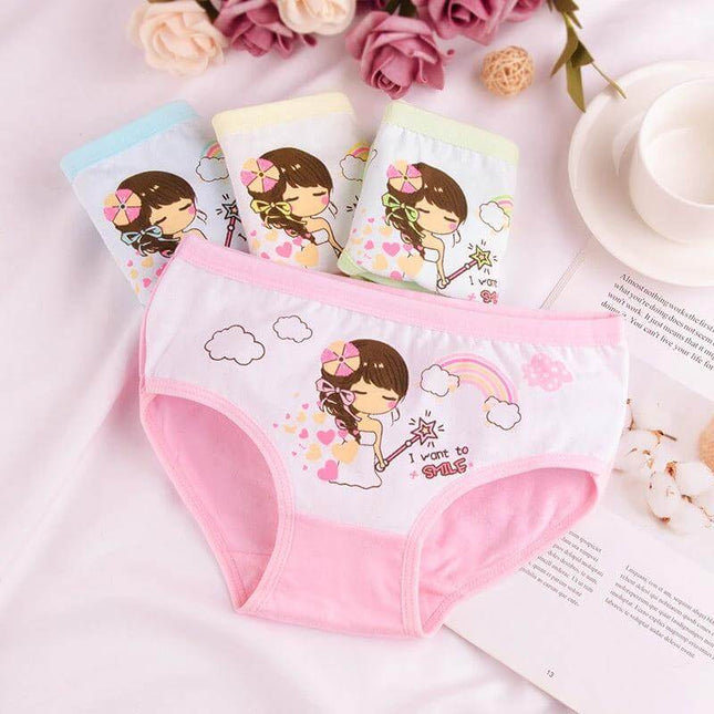 Comfortable Girls' Pure Cotton Boxer Underwear for Daily Wear - pink Magic Princess cartoon cotton-lined girls' boxer for ages 2-14