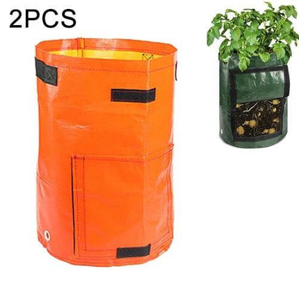 7-Gallon Potato Planting Grow Bags For Home Garden orange breathable PE bag with side window and drainage holes for balcony and patio gardening
