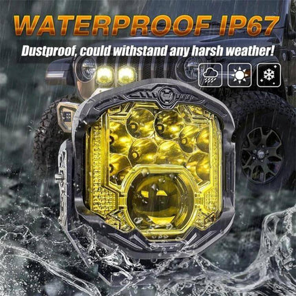 7 Inch LED Headlight For Vehicles Everyday Driving Light - waterproof IP67 yellow lens off-road headlight in rain