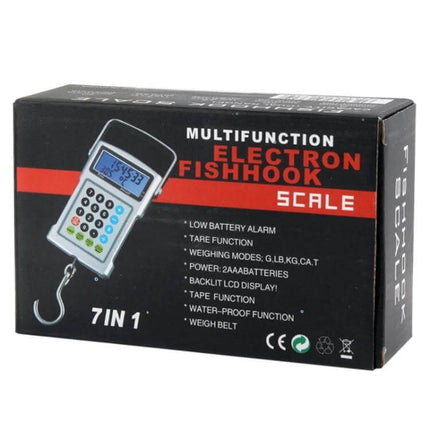 7 In 1 Electronic Fishhook Scale 50kg 10g For Fishing - boxed multifunction electronic fishhook scale with backlit LCD and tare function