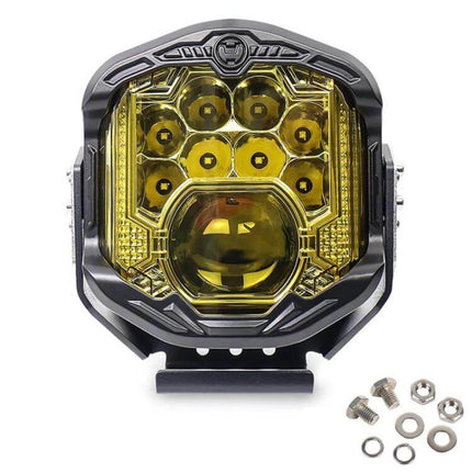 7 Inch LED Headlight For Vehicles Everyday Driving Light - yellow-lens 7-inch waterproof plug-and-play off-road LED headlamp with mounting hardware