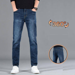 Trendy Mid-Waist Casual Cotton Jeans for Young Men