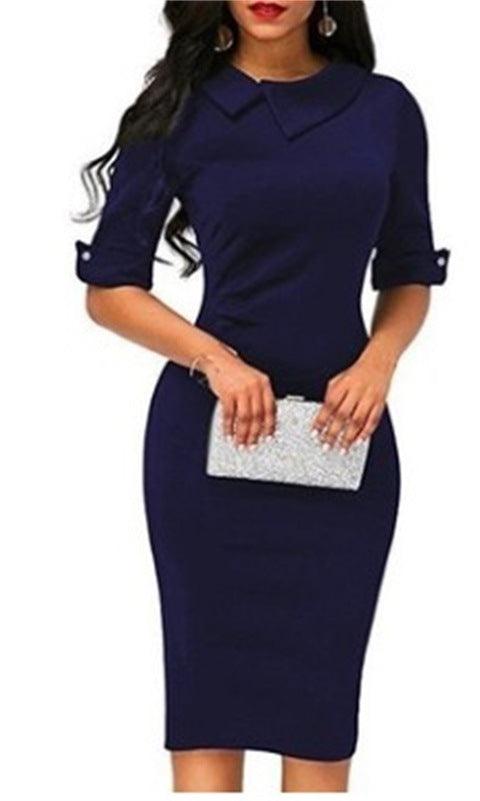 Elegant Long Sleeve Dress for Girls' Special Occasions Navy Blue