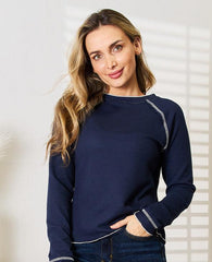 Basic Bae Long Raglan Sleeve Round Neck Top