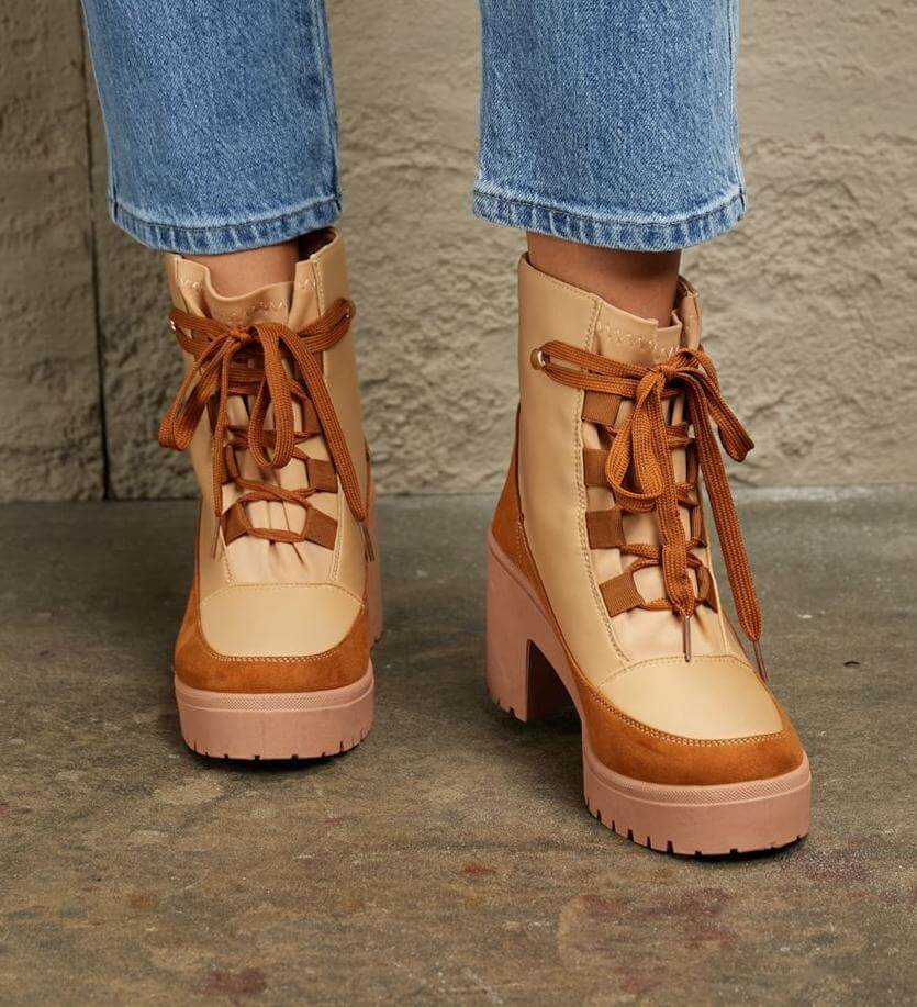 East Lion Corp Lace Up Lug Booties