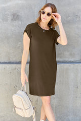 Basic Bae Full Size Round Neck Dress with Pockets