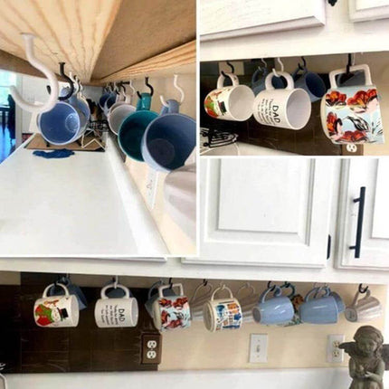 75-Piece Box Screw-In Ceiling Hook Set For Home Storage hanging ceramic mugs under kitchen cabinet using screw-in ceiling hooks in organized plastic box