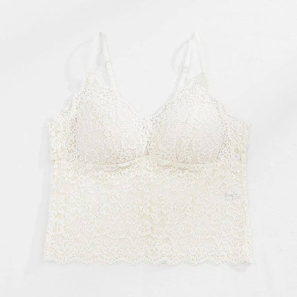 Ladies French Lace Underwired Backless Bra for Casual Wear in milky white lace, breathable cotton blend backless support camisole