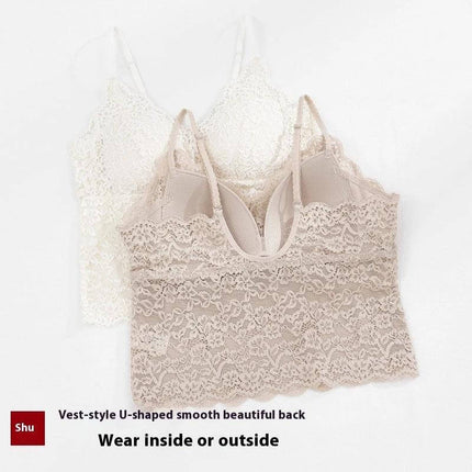 Ladies French Lace Underwired Backless Bra for Casual Wear in milky white and khaki breathable cotton lace for backless tops