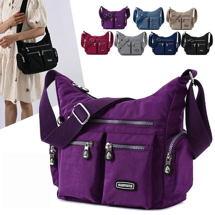 Medium Nylon Waterproof Crossbody Shoulder Bag With Multiple Pockets