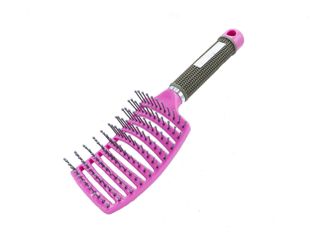 Curved Vented Hair Scalp Massage Brush - Anti-Static Detangling Comb for Curly Hair Styling and Salon Use