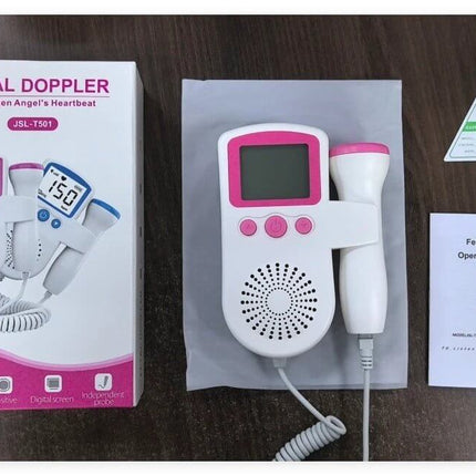 Portable Fetal Heart Rate Monitor for Home Pregnancy Use - handheld waterproof fetal doppler with display and probe for at-home monitoring