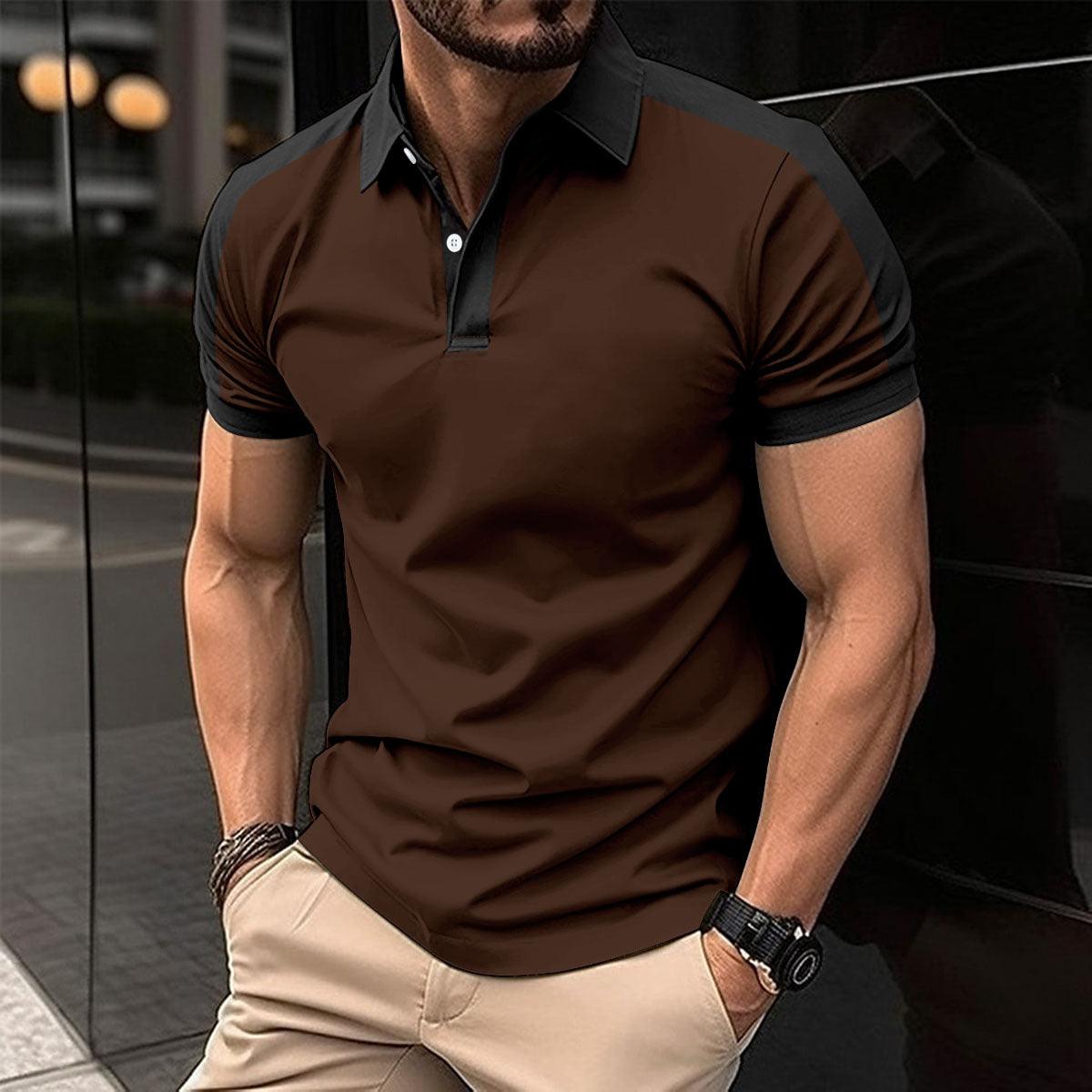 Men's Smart Casual Short Sleeve Polo Shirt Brown