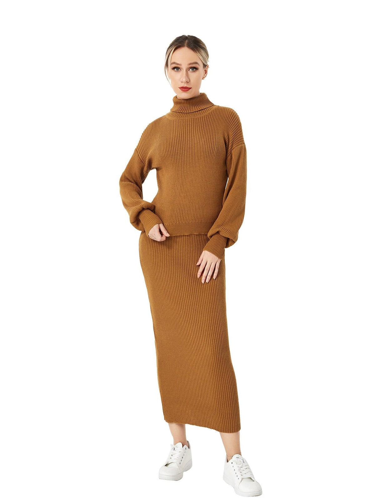 Chic Women's Knitted Two-Piece Skirt Set