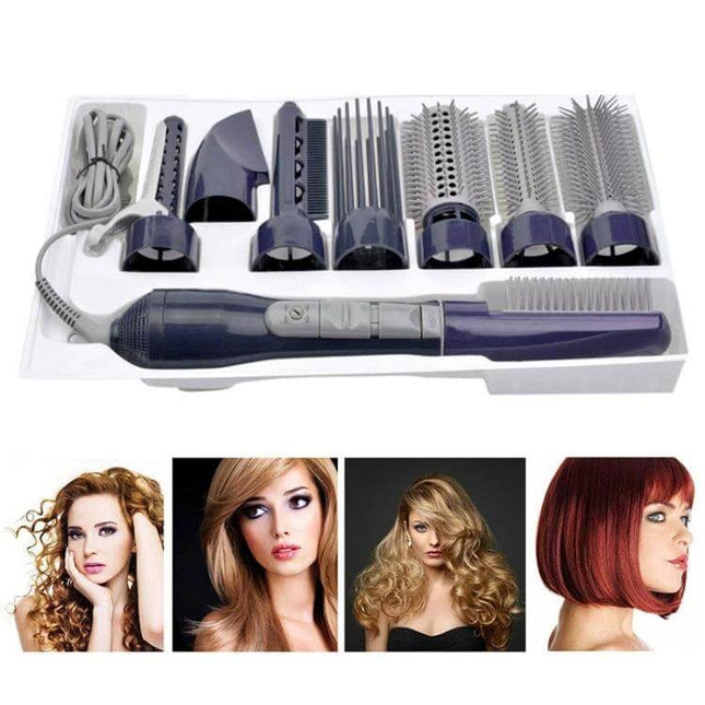 8-In-1 Professional Hair Dryer And Curling Set For Travel with eight interchangeable styling attachments in travel-friendly kit