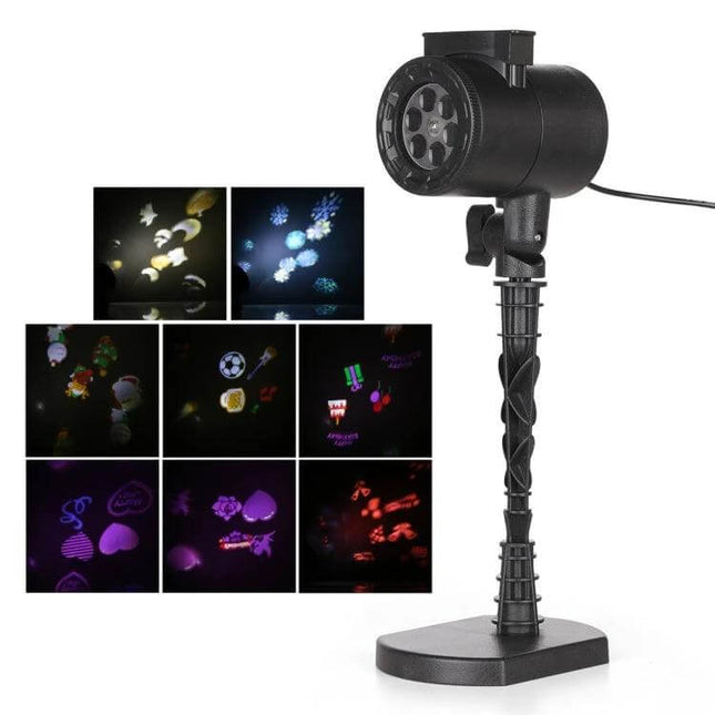 8 Pattern Outdoor Lawn Lamp for Gentle Garden Ambiance projecting eight selectable decorative silhouettes for lawns, patios, and seasonal events